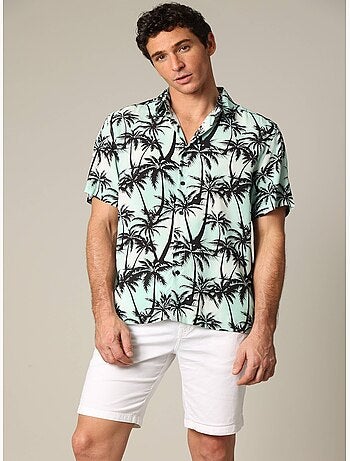 Chemise oversize en viscose avec imprimé tropical coloré 'Deeluxe'