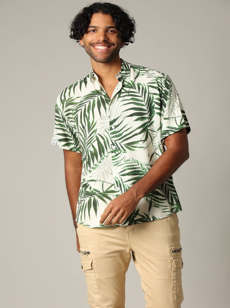 Chemise oversize en viscose avec imprimé tropical 'Deeluxe' Ecru - Kiabi