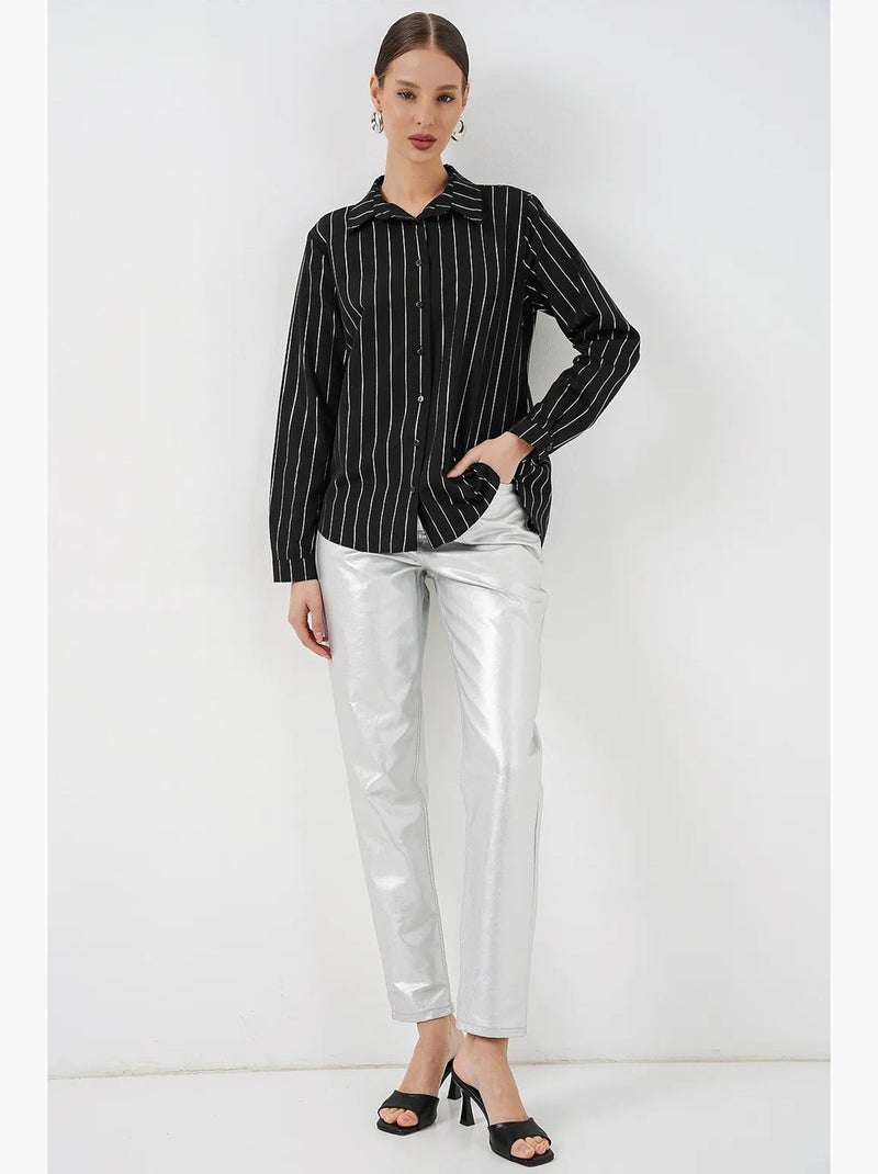 Chemise oversize imprimée à motif abstrait bdart Gris Noir - Kiabi