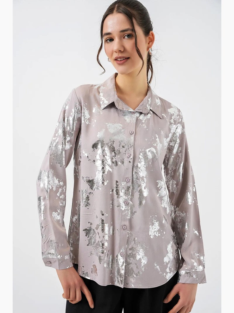 Chemise oversize imprimée à motif abstrait bdart Mauve - Kiabi