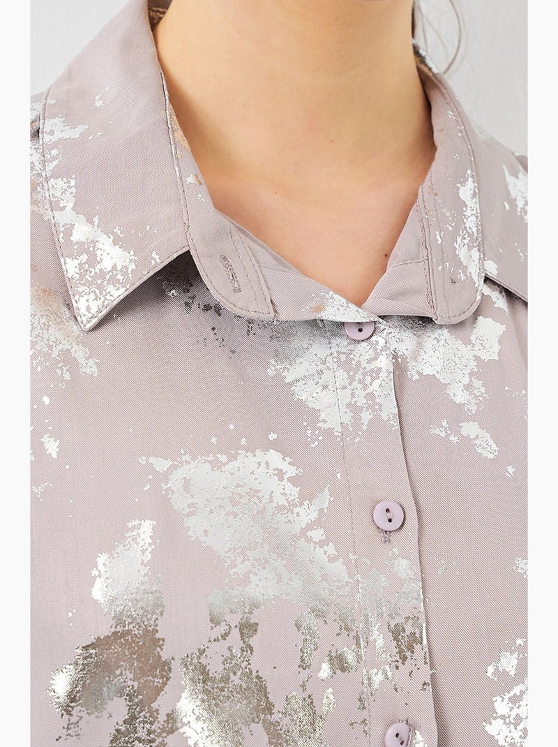Chemise oversize imprimée à motif abstrait bdart Mauve - Kiabi