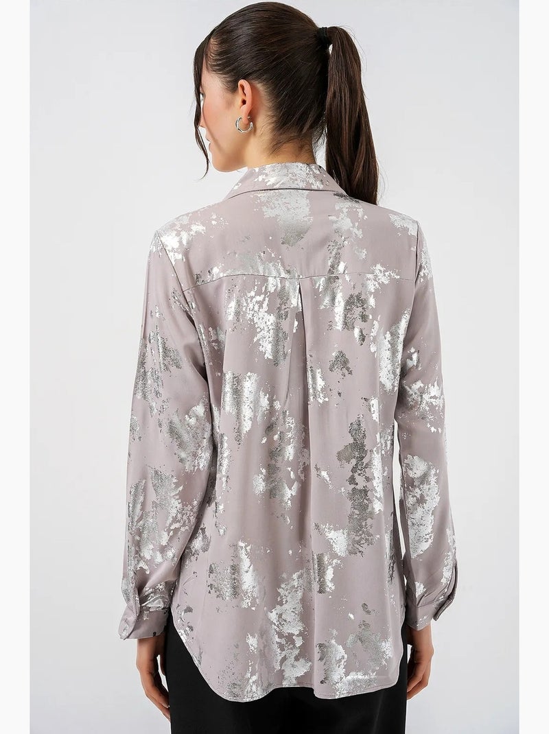 Chemise oversize imprimée à motif abstrait bdart Mauve - Kiabi