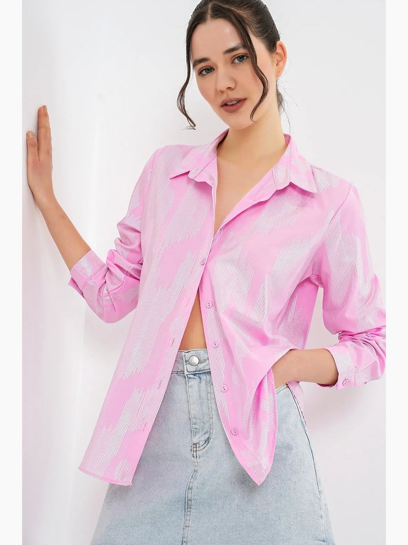Chemise oversize imprimée à motif abstrait bdart Rose - Kiabi