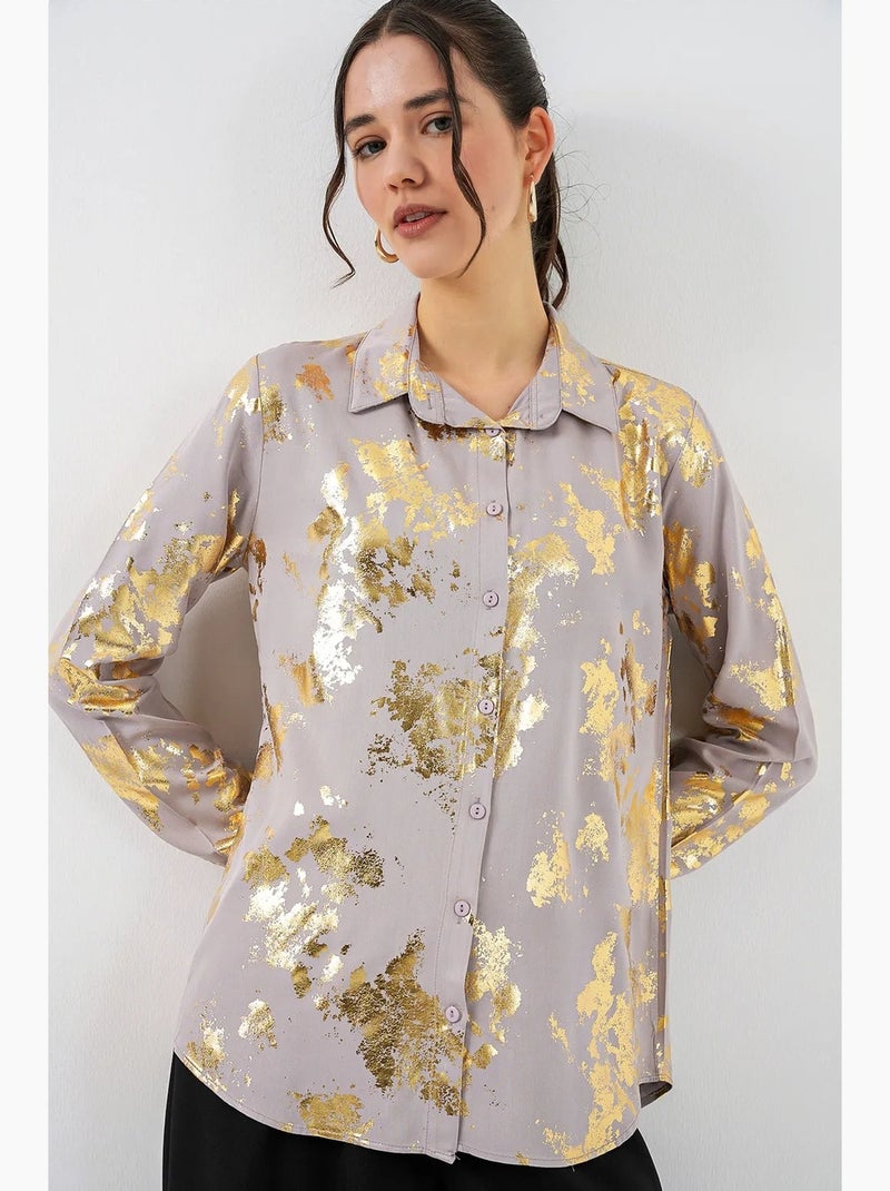 Chemise oversize imprimée à motif abstrait bdart Taupe - Kiabi