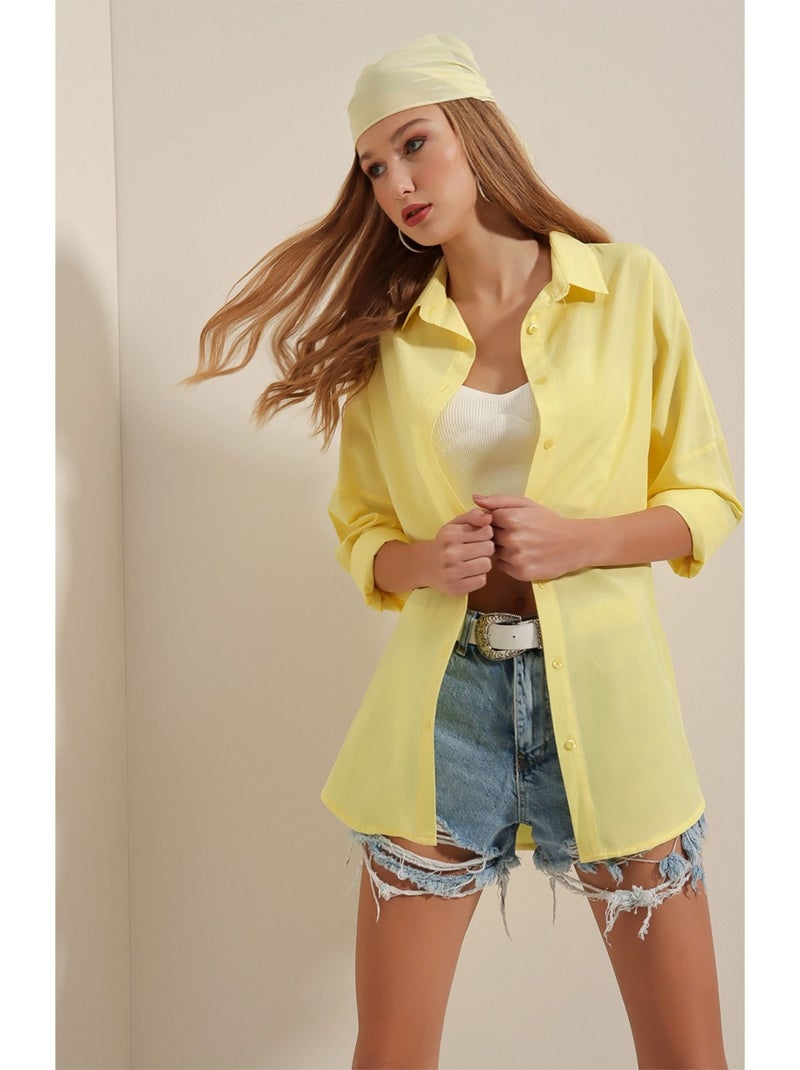 Chemise OVERSIZE Jaune - Kiabi