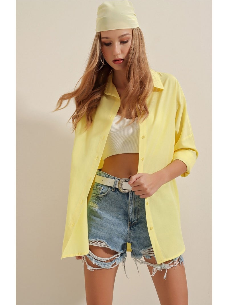 Chemise OVERSIZE Jaune - Kiabi