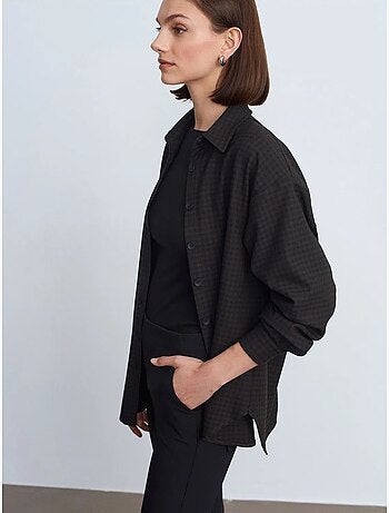 Chemise oversize longue à micro-motif dilvin