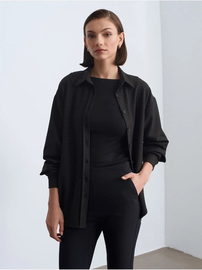 Chemise oversize longue à micro-motif dilvin Gris foncé - Kiabi