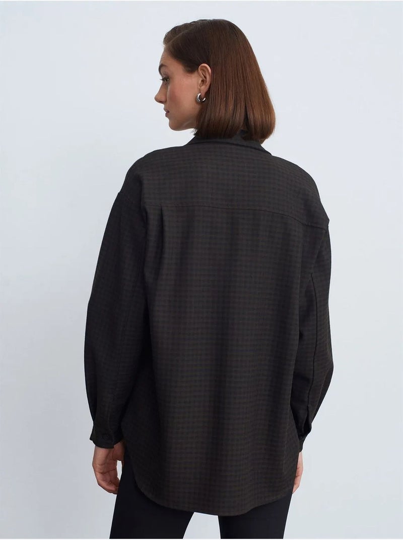 Chemise oversize longue à micro-motif dilvin Gris foncé - Kiabi