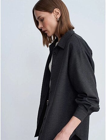 Chemise oversize longue à micro-motif dilvin