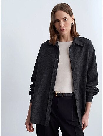 Chemise oversize longue à micro-motif dilvin