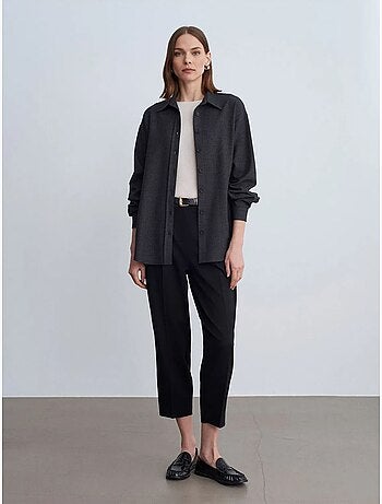 Chemise oversize longue à micro-motif dilvin
