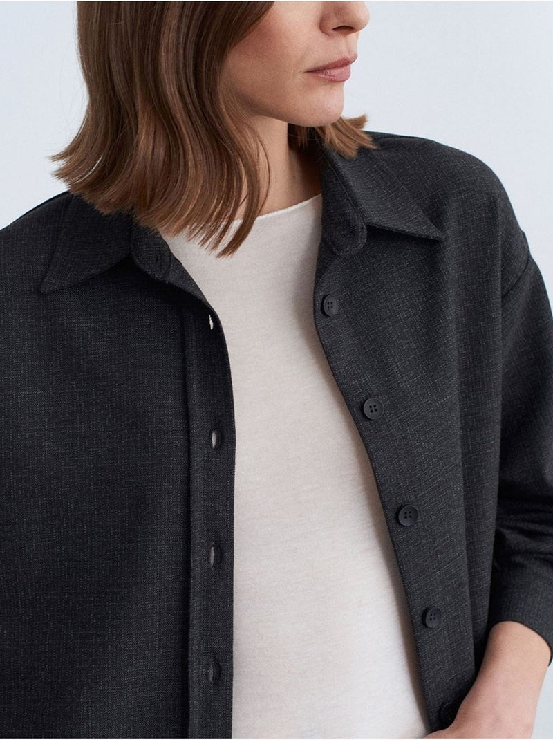 Chemise oversize longue à micro-motif dilvin Gris moyen - Kiabi