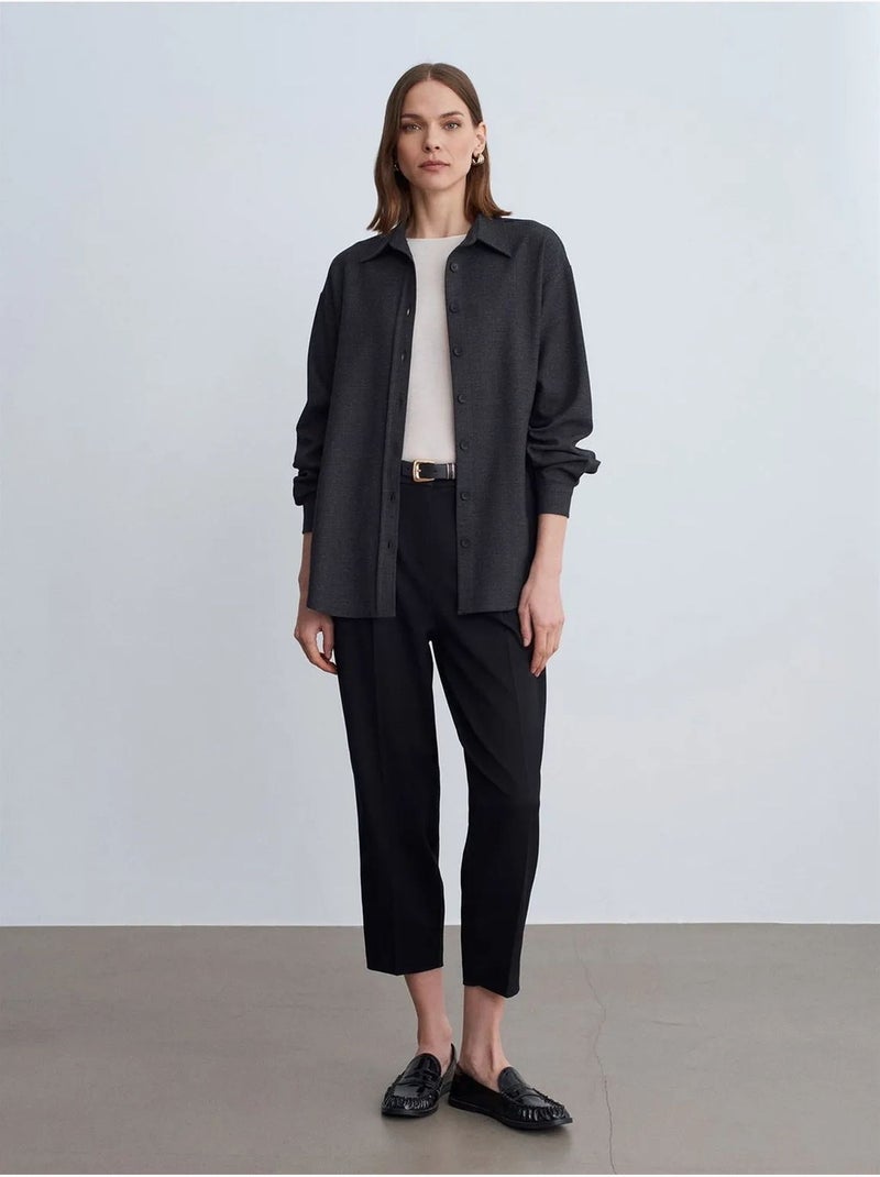 Chemise oversize longue à micro-motif dilvin Gris moyen - Kiabi