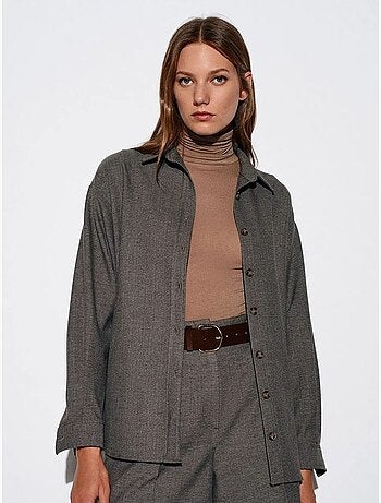 Dilvin chemise oversize longue à micro-motif