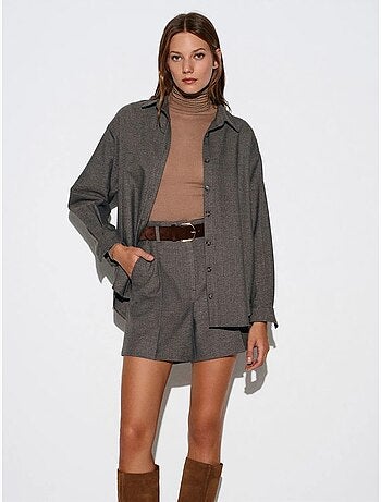 Dilvin chemise oversize longue à micro-motif