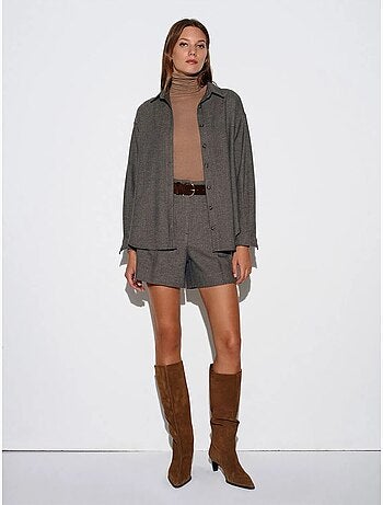 Dilvin chemise oversize longue à micro-motif