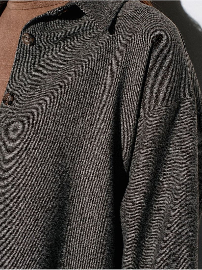 Chemise oversize longue à micro-motif dilvin Gris Noir - Kiabi