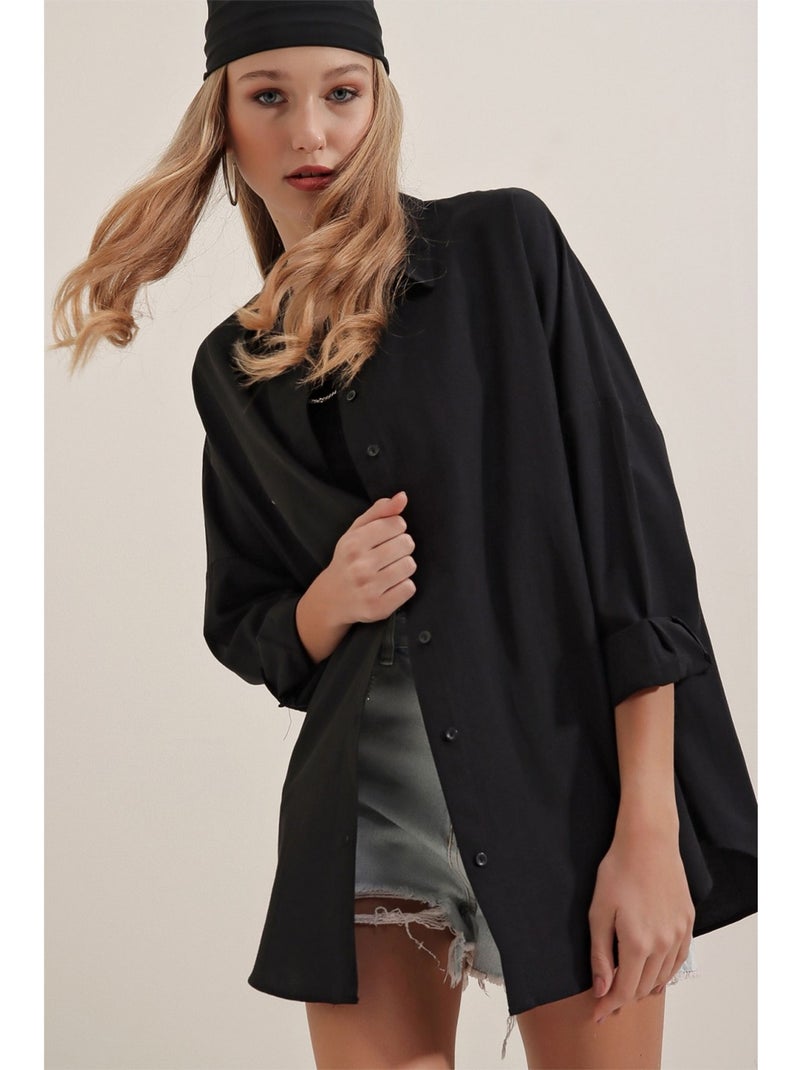 Chemise OVERSIZE Noir Noir - Kiabi