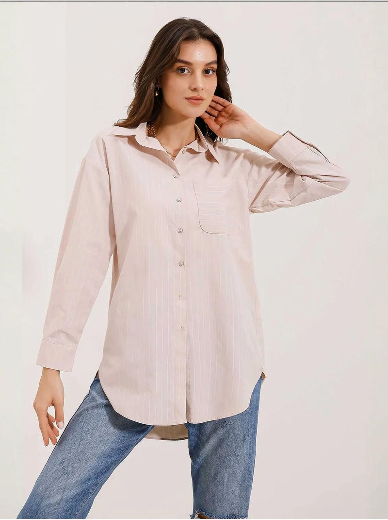 Chemise oversize rayée avec poches bdart Beige argile - Kiabi