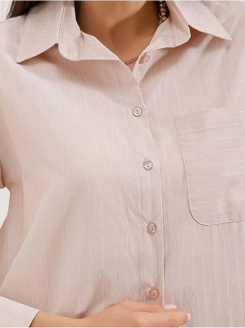 Chemise oversize rayée avec poches bdart Beige argile - Kiabi