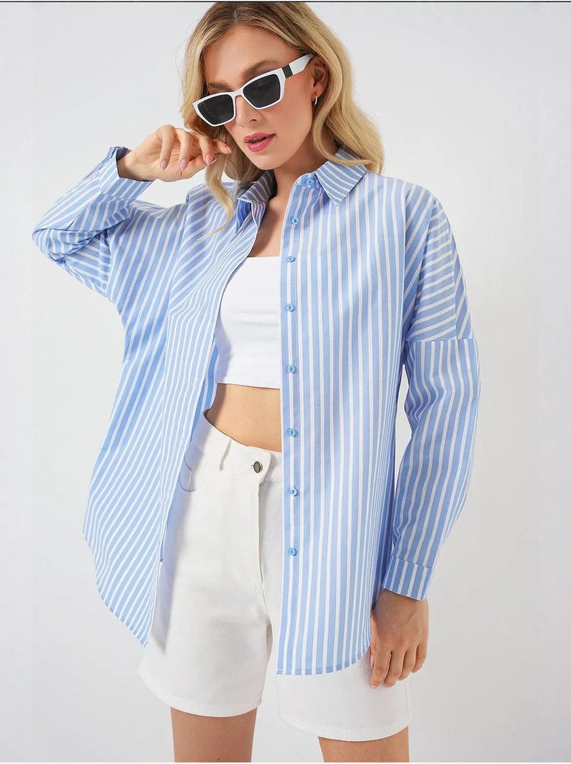 Chemise oversize rayée bdart Bleu ciel - Kiabi