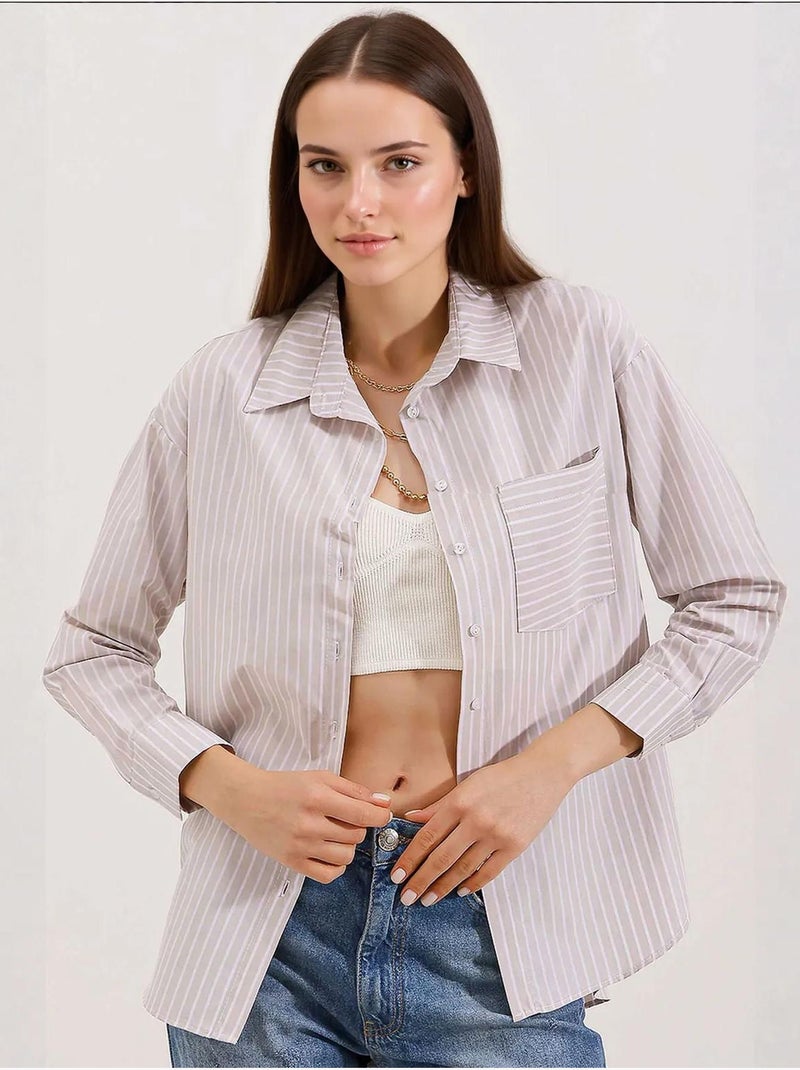Chemise oversize rayée bdart Crème - Kiabi
