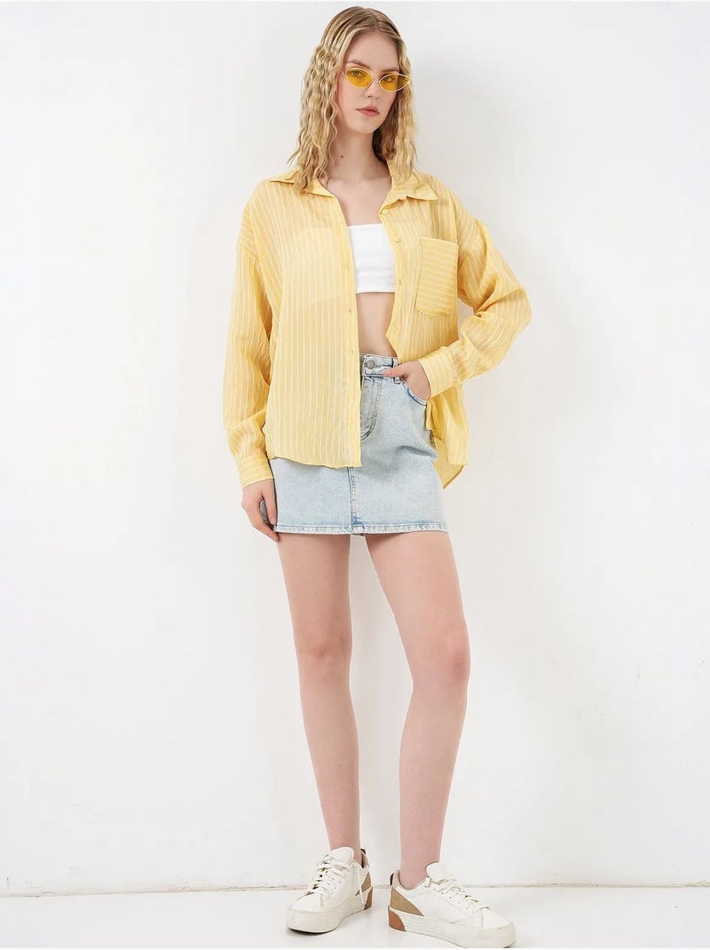 Chemise oversize rayée boutonnée bdart Ambre - Kiabi