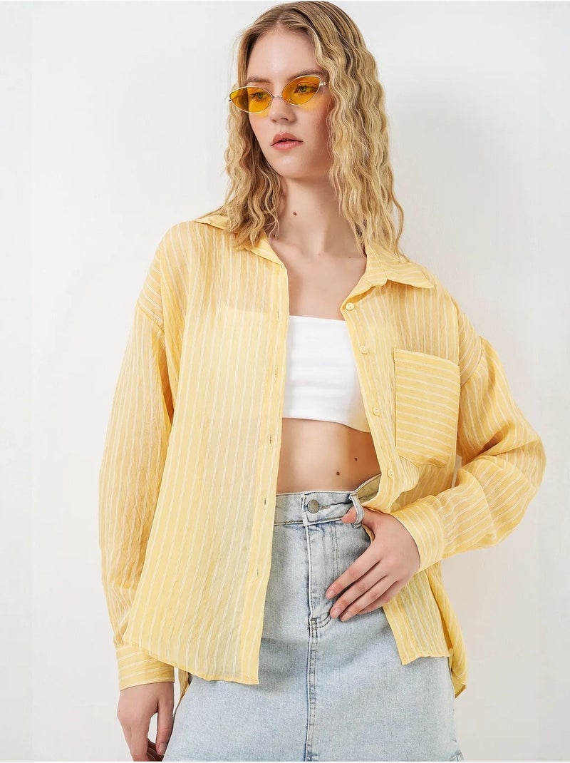 Chemise oversize rayée boutonnée bdart Ambre - Kiabi