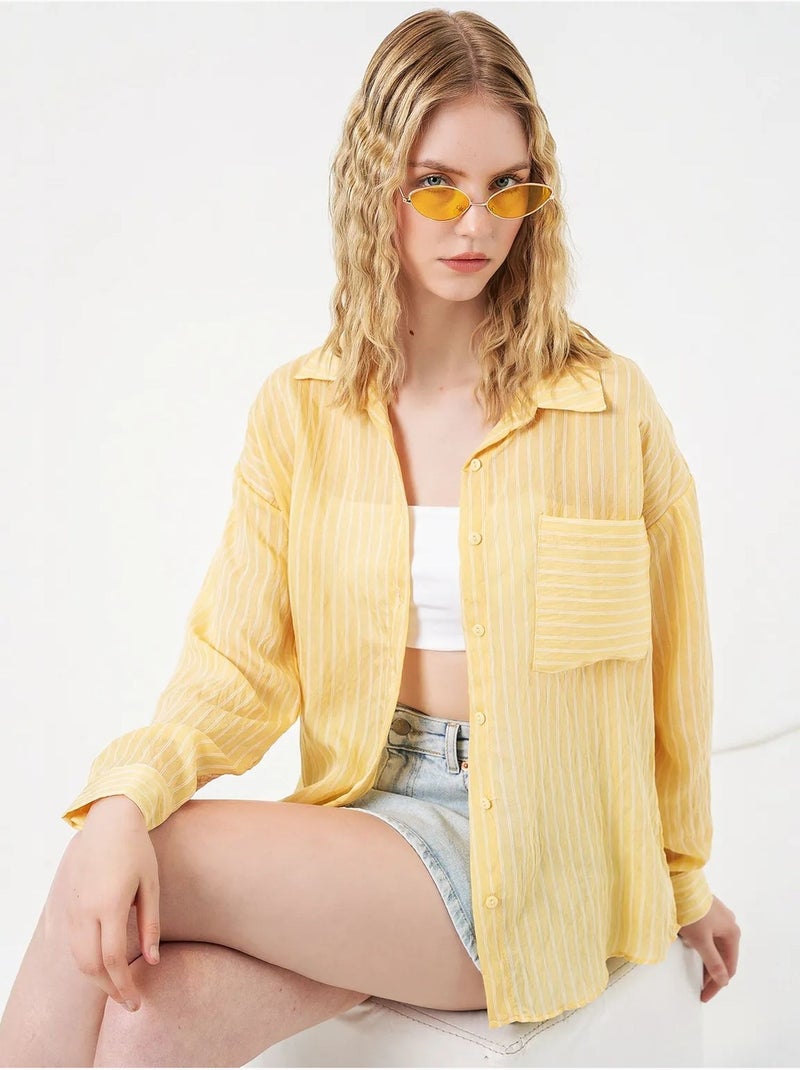 Chemise oversize rayée boutonnée bdart Ambre - Kiabi