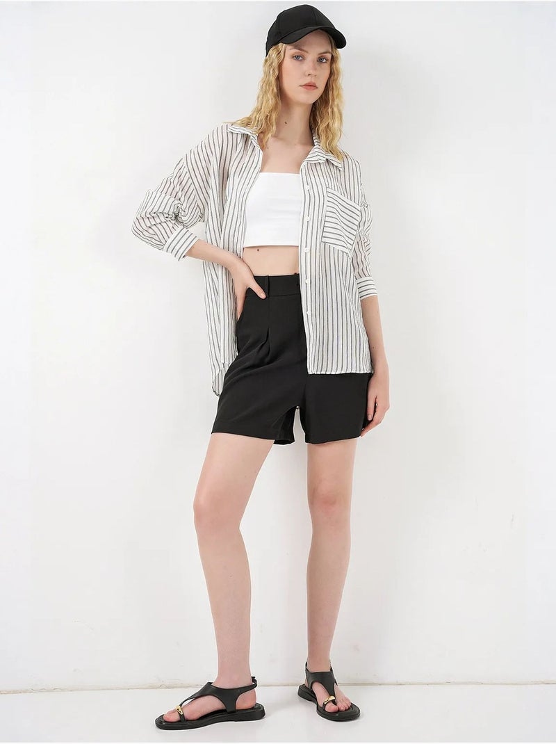 Chemise oversize rayée boutonnée bdart Blanc - Kiabi