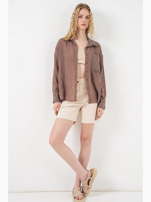 Chemise oversize rayée boutonnée bdart - Kiabi Chemise oversize rayée boutonnée bdart - Kiabi