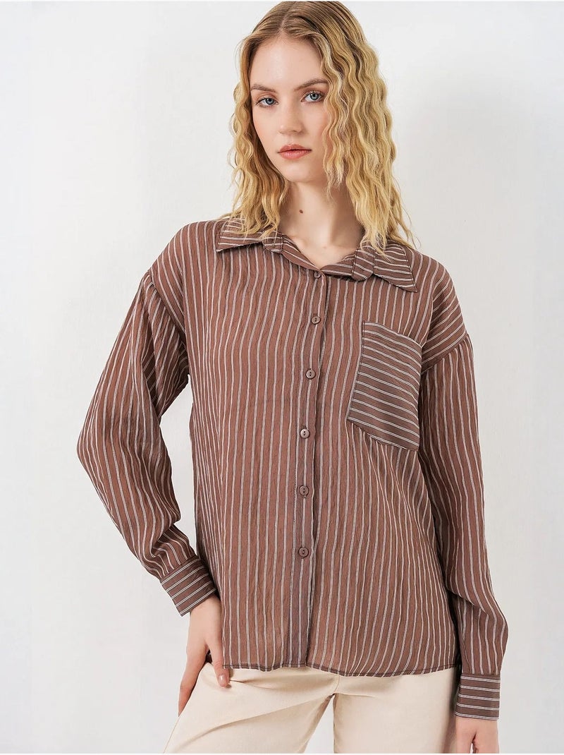 Chemise oversize rayée boutonnée bdart Marron chocolat - Kiabi