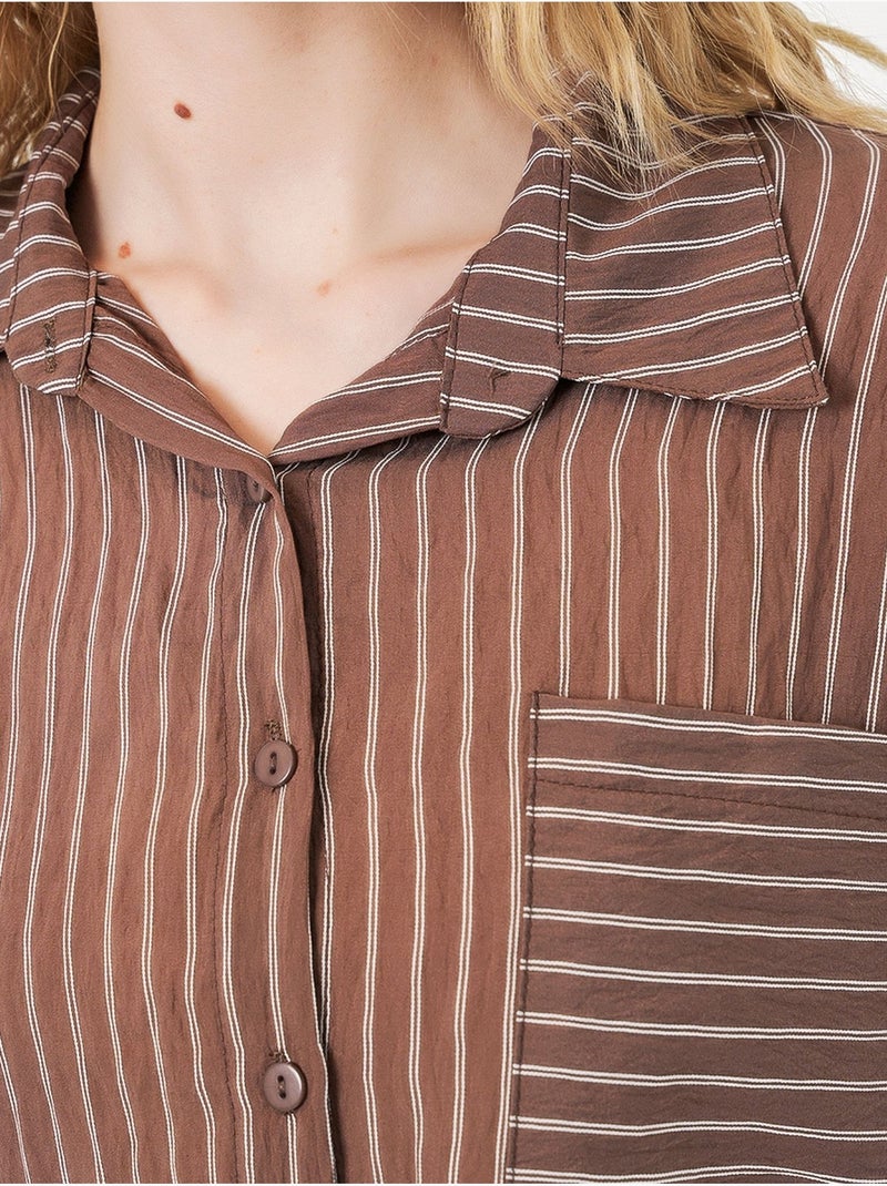 Chemise oversize rayée boutonnée bdart Marron chocolat - Kiabi