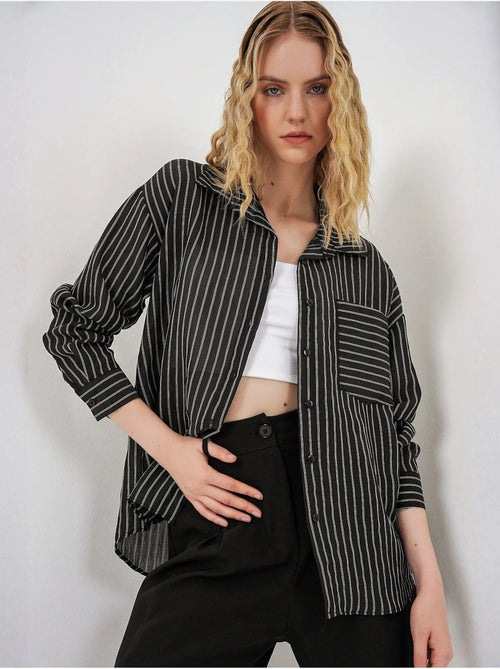 Chemise oversize rayée boutonnée bdart - Kiabi Chemise oversize rayée boutonnée bdart - Kiabi