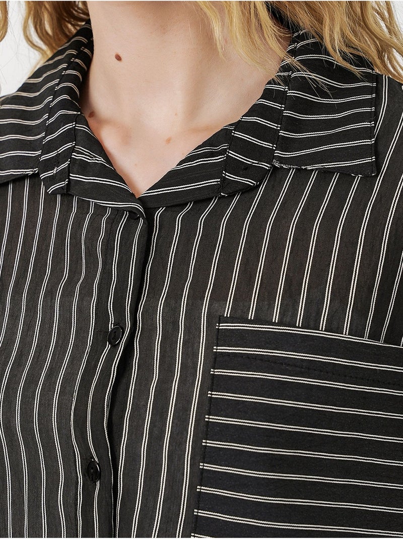 Chemise oversize rayée boutonnée bdart Noir - Kiabi