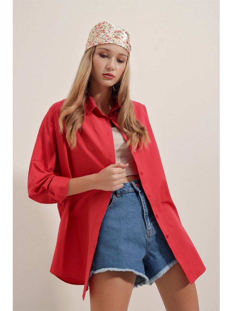 Chemise OVERSIZE Rouge - Kiabi