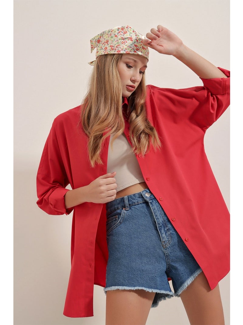 Chemise OVERSIZE Rouge - Kiabi