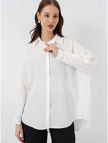 Chemise oversize texturée à rayures avec fermeture à boutons bdart