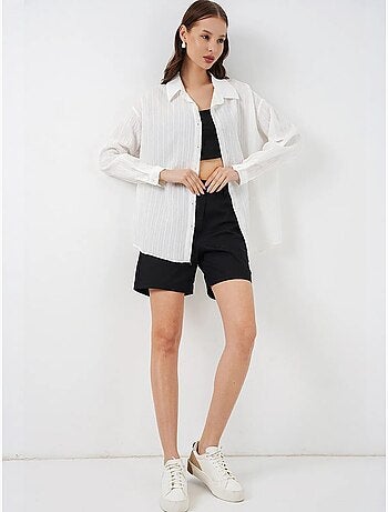 Chemise oversize texturée à rayures avec fermeture à boutons bdart