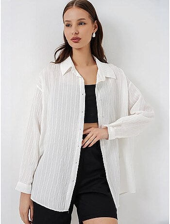 Chemise oversize texturée à rayures avec fermeture à boutons bdart