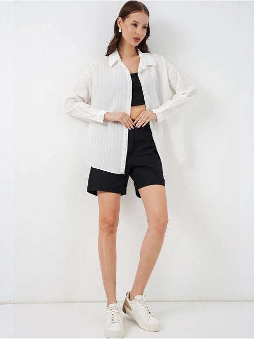 Chemise oversize texturée à rayures avec fermeture à boutons bdart - Kiabi