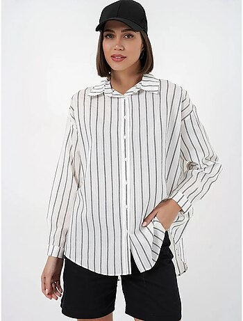 Chemise oversize texturée à rayures avec fermeture à boutons bdart