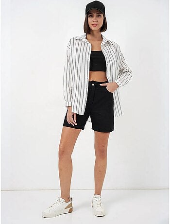 Chemise oversize texturée à rayures avec fermeture à boutons bdart