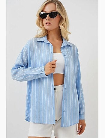 Chemise oversize texturée à rayures avec fermeture à boutons bdart