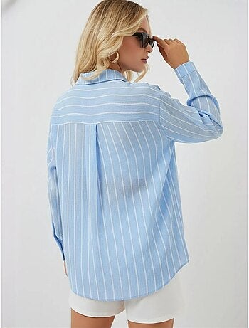 Chemise oversize texturée à rayures avec fermeture à boutons bdart