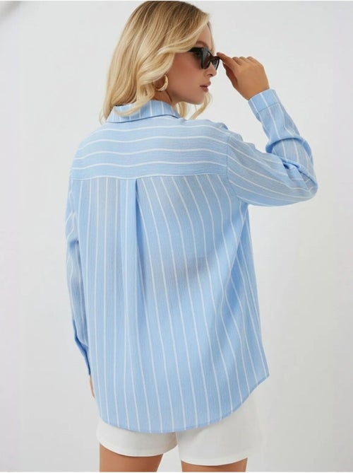 Chemise oversize texturée à rayures avec fermeture à boutons bdart - Kiabi