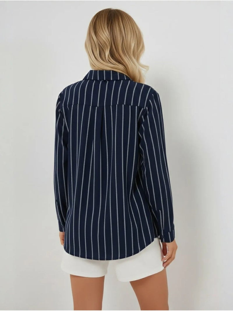 Chemise oversize texturée à rayures avec fermeture à boutons bdart Bleu marine - Kiabi