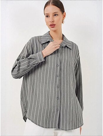 Chemise oversize texturée à rayures avec fermeture à boutons bdart