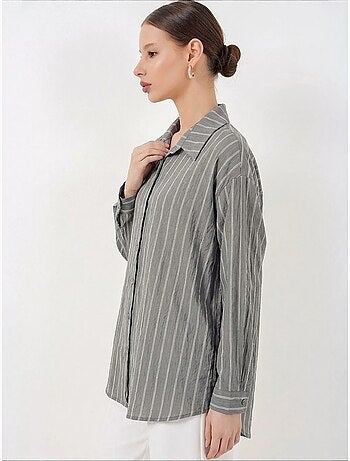 Chemise oversize texturée à rayures avec fermeture à boutons bdart